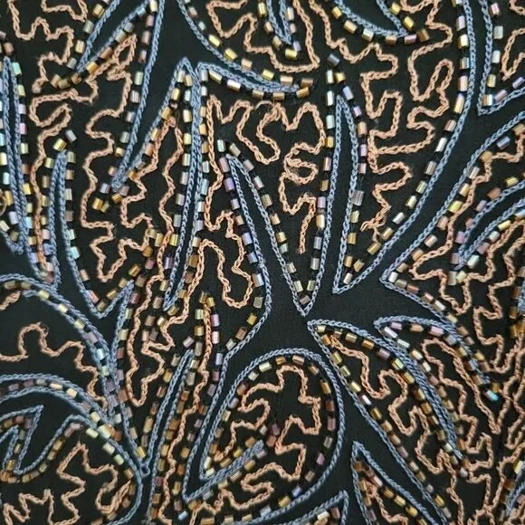 Vintage Laurence Kazar Silk Embroidered and Beaded Top Evening Wear - Picture 4 of 6
